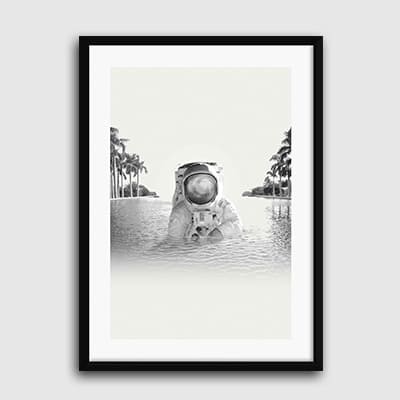 Lukisan Dinding -Astronout- Matte -Frame Hitam 40x60