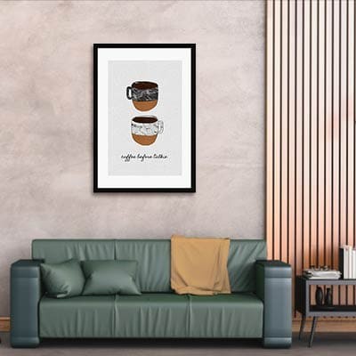lukisan Coffe Before Talkie -Art Print - Matte -Frame Hitam 30x45