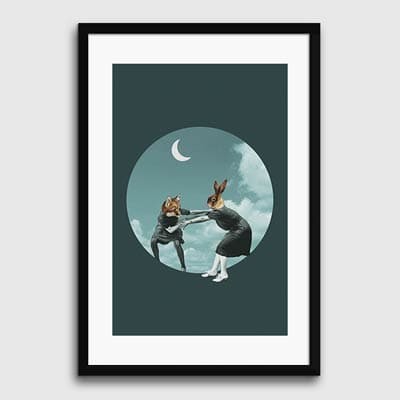 Lukisan Dinding -Chase The Night- Matte -Frame Hitam 30x45