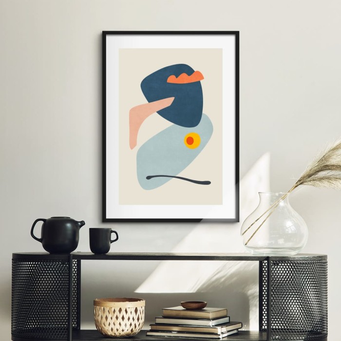 Lukisan Dinding -Mountain and Lake Shapes- Matte -Frame Hitam 30x45