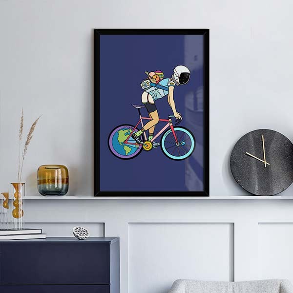 Lukisan Dinding -Art Print- Explorer -Frame Hitam 30x45