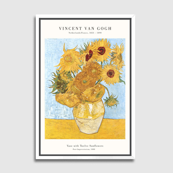 Lukisan Dinding-Canvas-Van Gogh Vase with 12 Sunflowers by Old Masters 