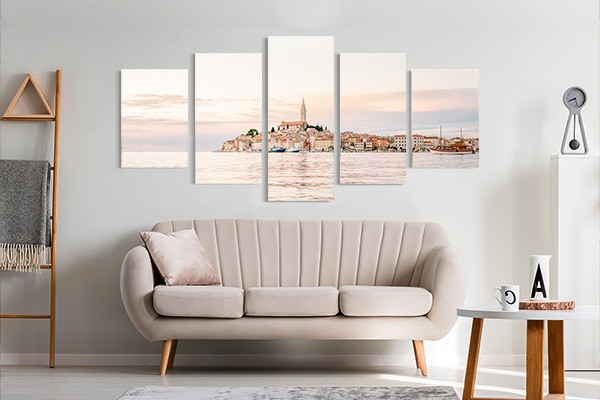 Lukisan Dinding -Rovinj Sunset II-5 Panel-Spanram-Large-Total 150x70