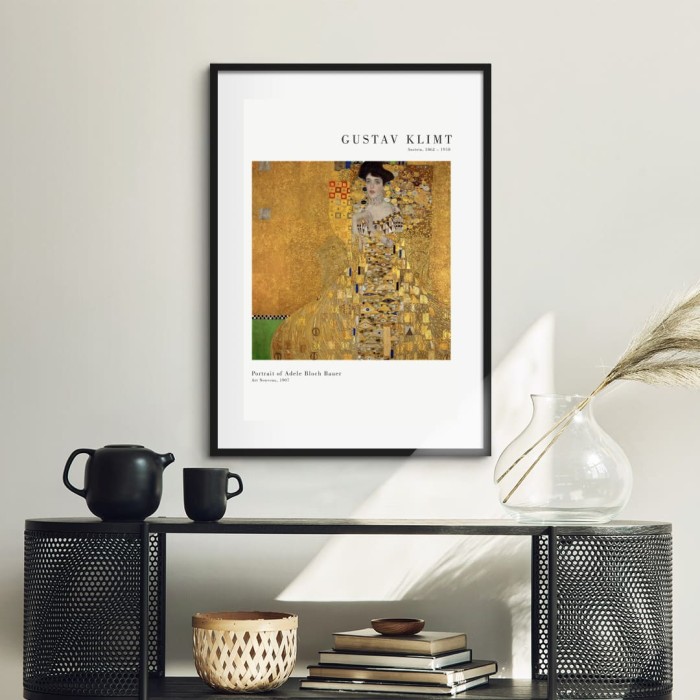Lukisan Dinding -Gustav Klimt Portrait of Adele-Frame Hitam 40x60