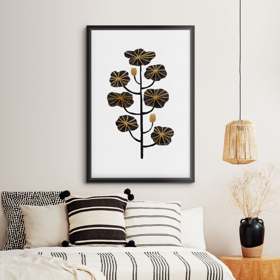Lukisan - Canvas Print - Orarastudio - Black Gold Still Life III - Canvas - Frame Hitam 