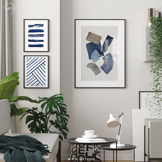 Lukisan Dinding Set - Indigo Velvet - Mix Matte - Black Frame