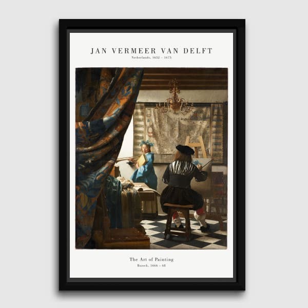 Lukisan Dinding -Vermeer The Art of Painting-Frame Hitam 40x60