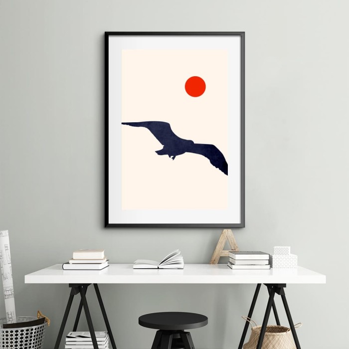 Lukisan Dinding -Seagull- Matte -Frame Hitam 20x30