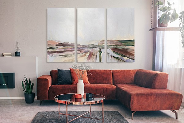 Lukisan Dinding -Watercolor foggy-3 Panel-Spanram- Large-Total 120x80