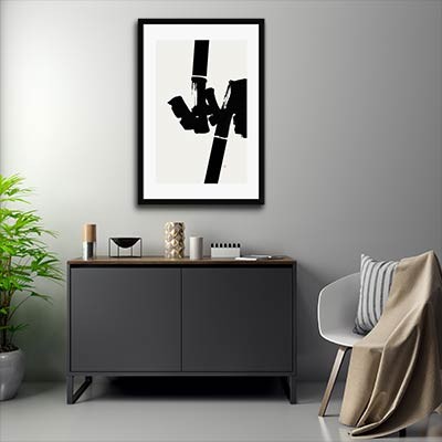 Lukisan Dinding -Construction -Frame Hitam 20x30