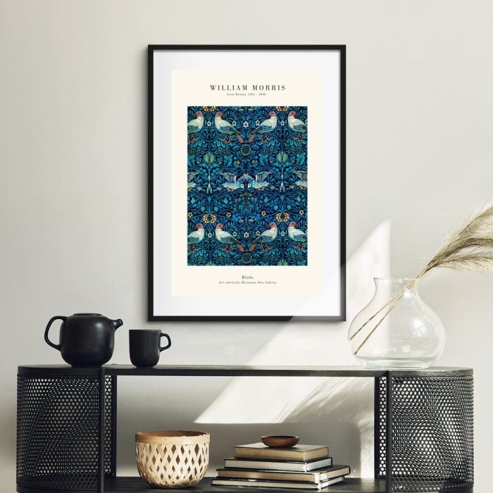 Lukisan Dinding -William Morris Birds -Matte-Frame Hitam 40x60