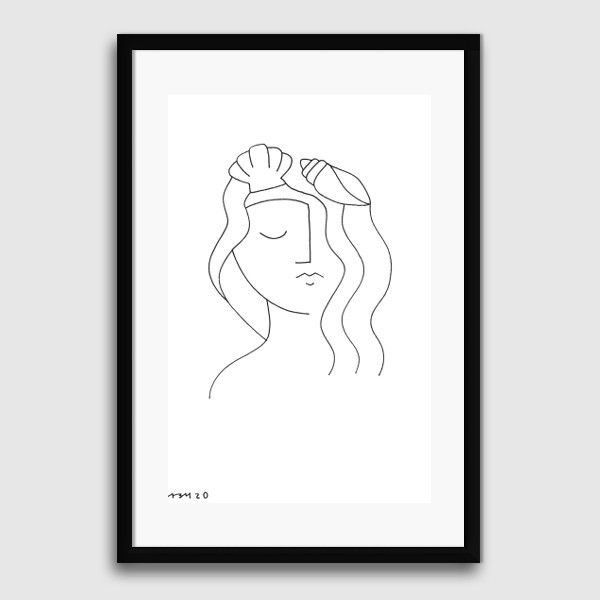 Lukisan Dinding-Shell Lady-Matte -Frame Hitam 40x60
