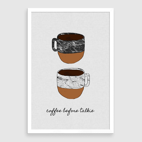 Lukisan Dinding Set - Coffe First - 40x60 - White Frame