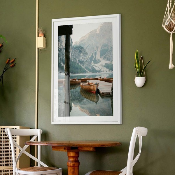 Lukisan Dinding/Wall Art Dolomites Travel - Frame White Fiber - 60x90