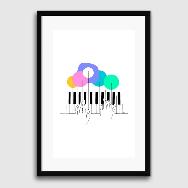 Lukisan Dinding -Pianist-Frame Hitam 20x30