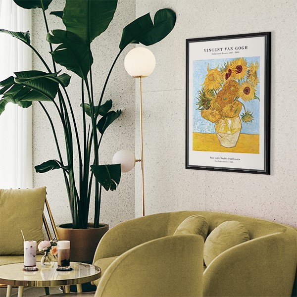Lukisan Dinding-Canvas-Van Gogh Vase with 12 Sunflowers by Old Masters 