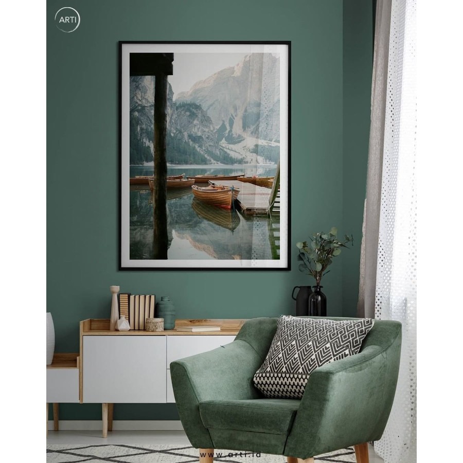 Lukisan Dinding/Wall Art Dolomites Travel - Frame Black Fiber - 60x90