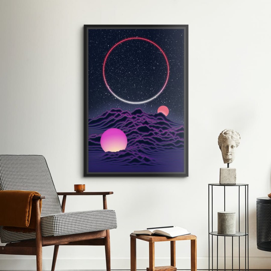 Lukisan Dinding -Neon Moonscape-Spanram 40x60
