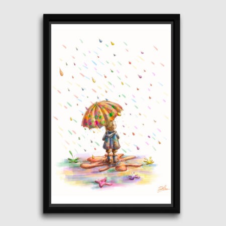Lukisan Dinding -Canvas-Rainbow Rain -Fiber Hitam 40x60