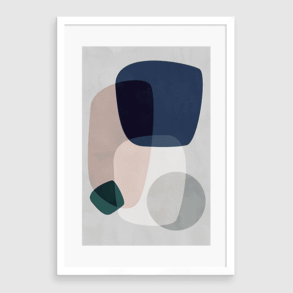 Lukisan Dinding Set - Graphic Abstraction - 40x60 Matte - White Frame