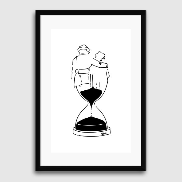 Lukisan Dinding -Time Don’t Wait-Frame Hitam 40x60