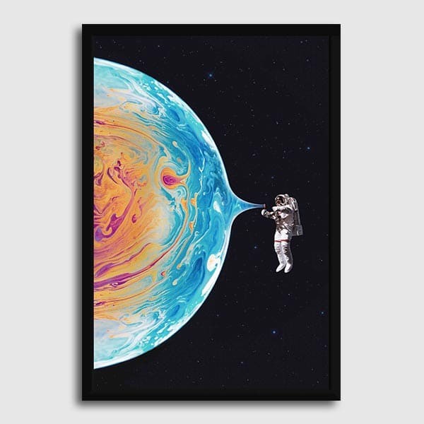 Lukisan DInding-Art Print-New World - Frame Fiber hitam 40x60
