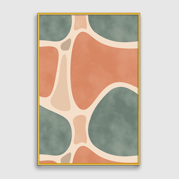 Lukisan Dinding Set - Terracotta - Mix - Gold Frame