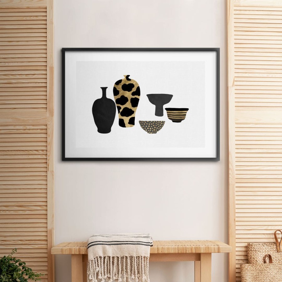Lukisan - Art Print - Orarastudio - Patterned Vases - Matte - Frame Hitam Dan No Frame