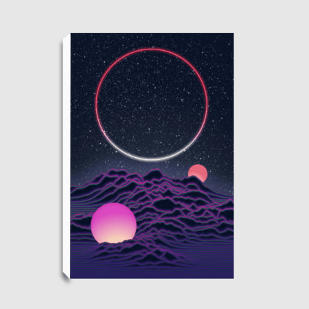 Lukisan Dinding -Neon Moonscape-Spanram 40x60