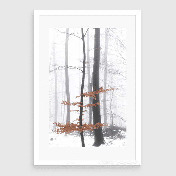 Lukisan Dinding Set - Abstract Winter - 40x60 Matte - White Frame