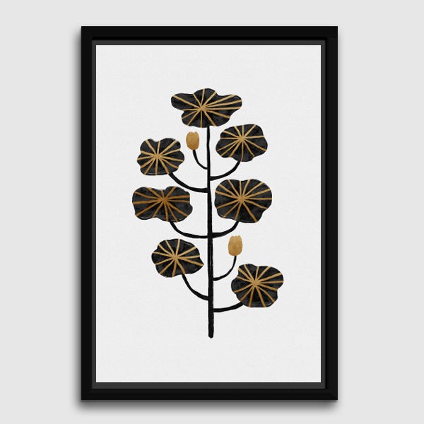 Lukisan - Canvas Print - Orarastudio - Black Gold Still Life III - Canvas - Frame Hitam 