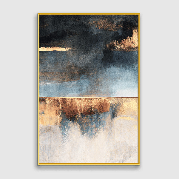 Lukisan Dinding Set - Golden Peaks - Mix - Gold Frame