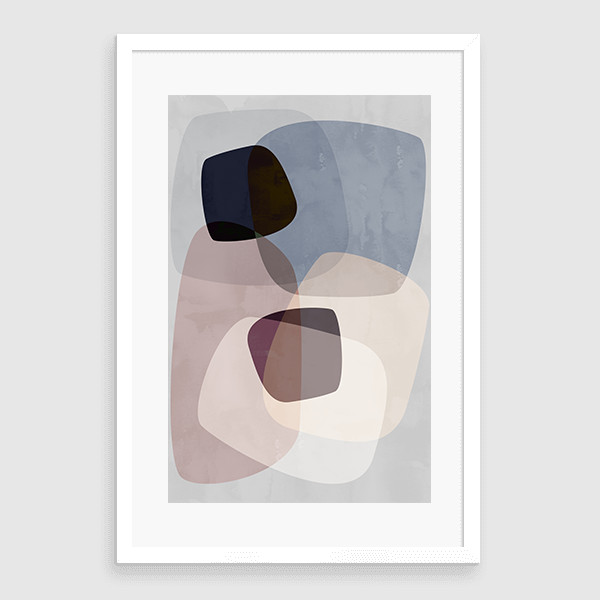 Lukisan Dinding Set - Graphic Abstraction - 40x60 Matte - White Frame