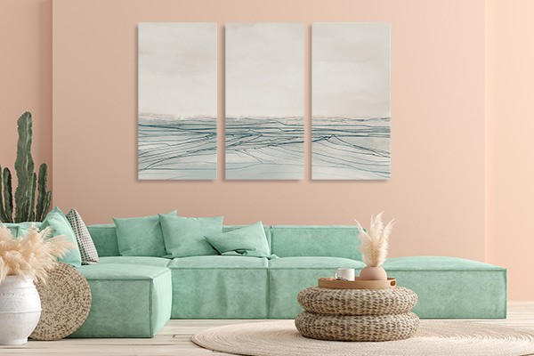 Lukisan Dinding set -StillSea-3 Panel-Spanram- Large-Total 120x80
