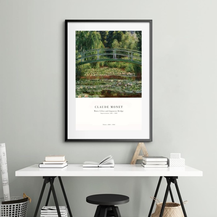 Lukisan Dinding -Claude Monet Water Lilies -Matte-Frame Hitam 40x60
