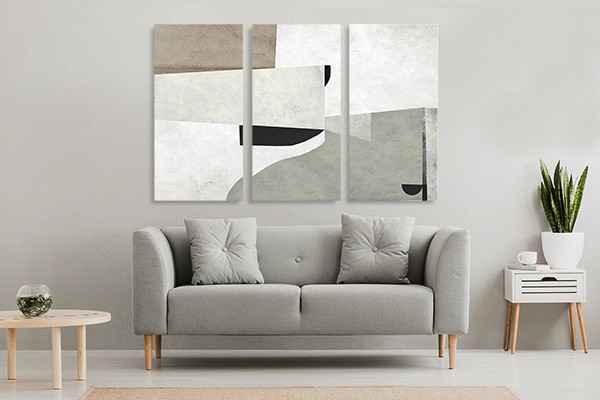 Lukisan Dinding set -Priory-3 Panel-Spanram- Large-Total 120x80