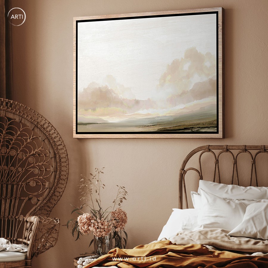 Lukisan Dinding -Canvas Print-SouthArt–60 x 90– Light Brown Wood Frame