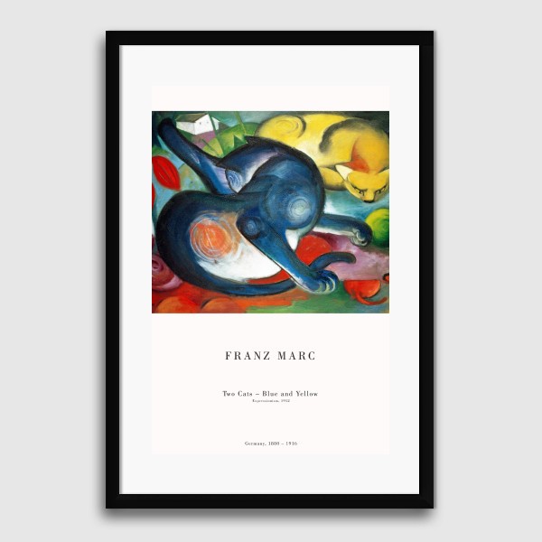 Lukisan Dinding -Franz Marc Two Cats-Matte-Frame Hitam 40x60