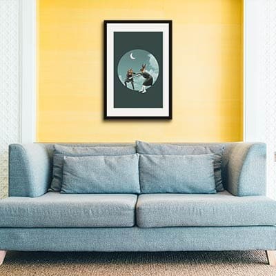 Lukisan Dinding -Chase The Night- Matte -Frame Hitam 30x45