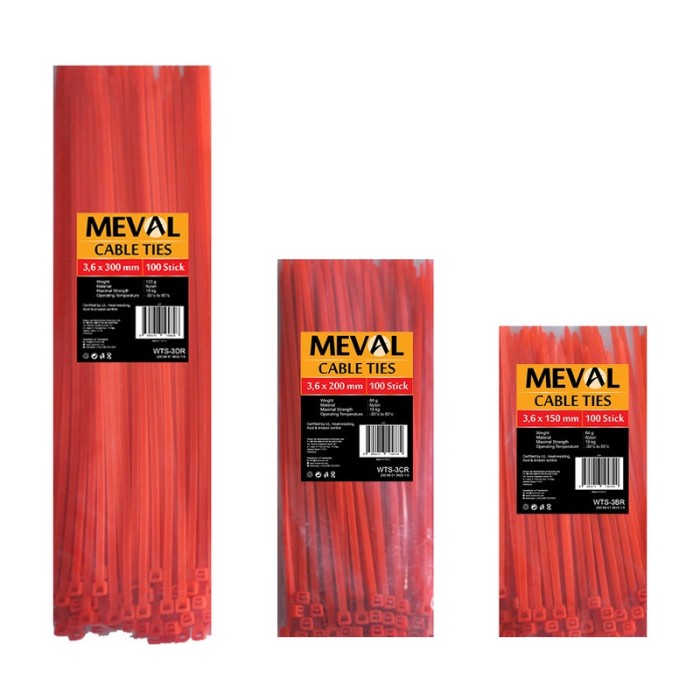 Kabel Ties 3,6mm Cable Ties 20cm, Merah - MEVAL