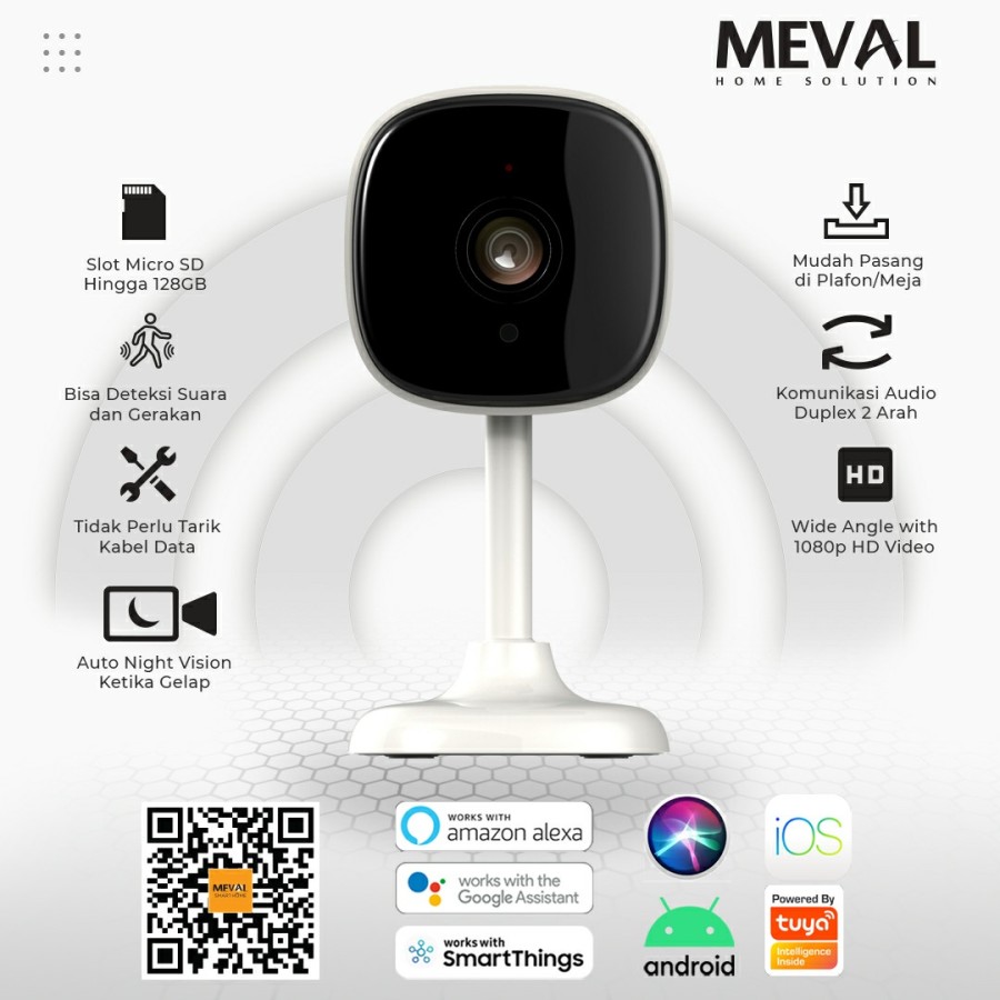 Smart Indoor fixed IP Camera CCTV Wifi IoT Home Solution-MEVAL