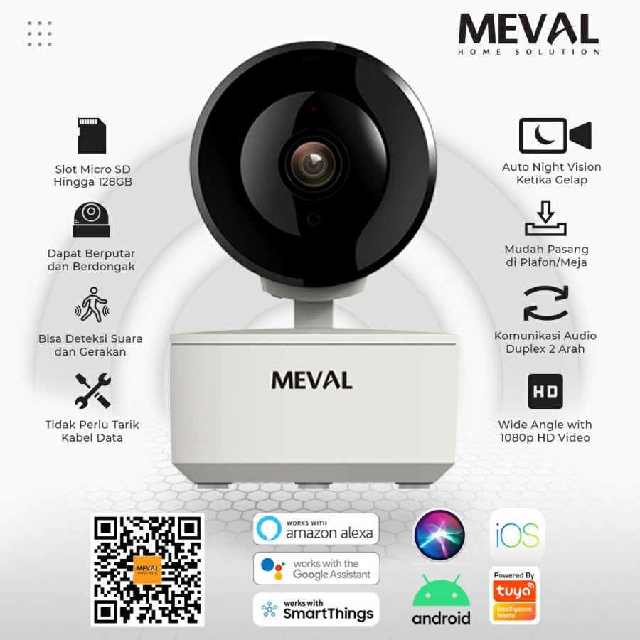 Smart Indoor PTZ IP Camera CCTV Wifi IoT Home Solution-MEVAL
