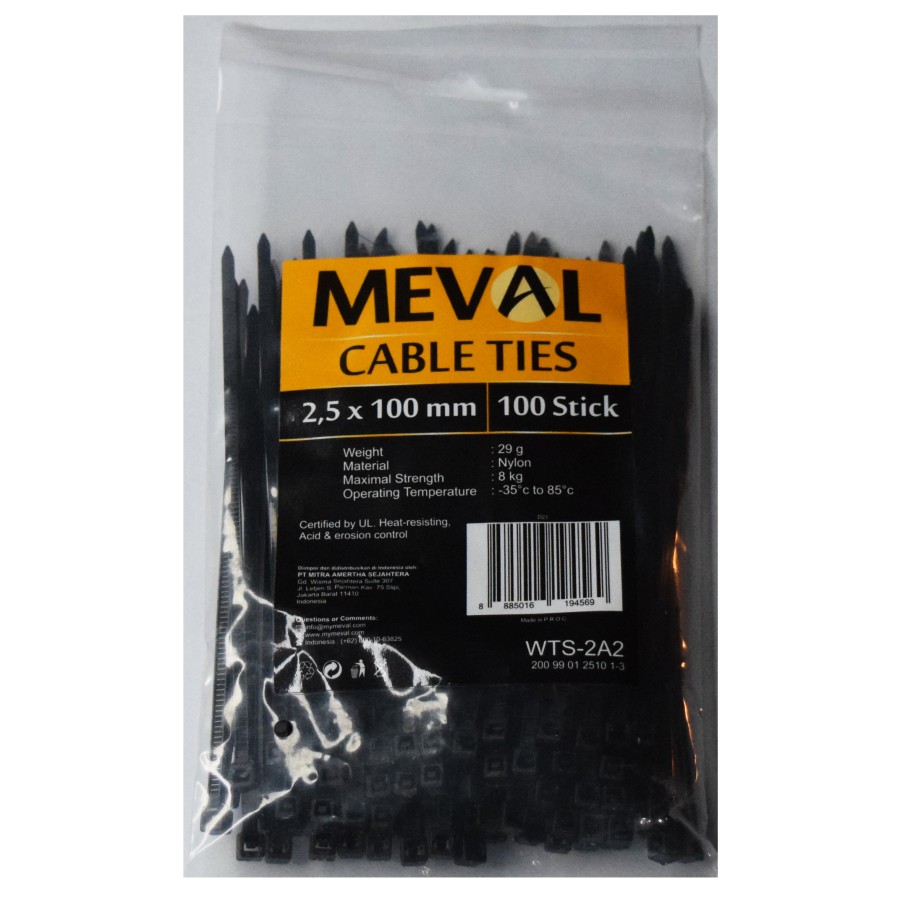 Kabel Ties 2,5mm Cable Ties 10cm, Hitam - MEVAL