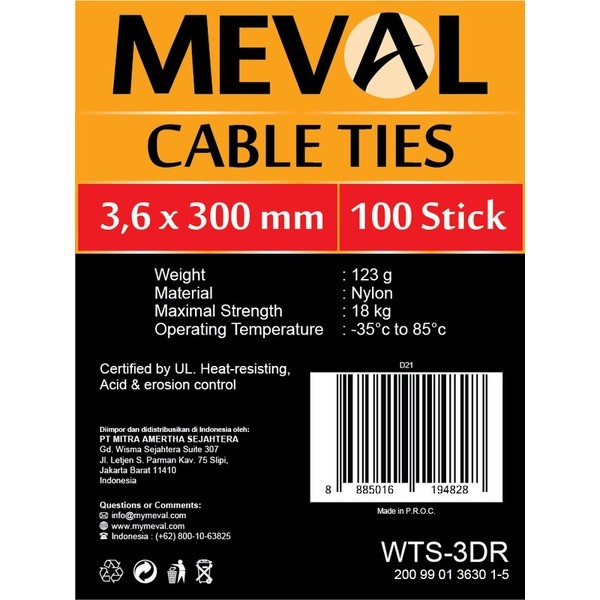 Kabel Ties 3,6mm Cable Ties 30cm, Merah - MEVAL