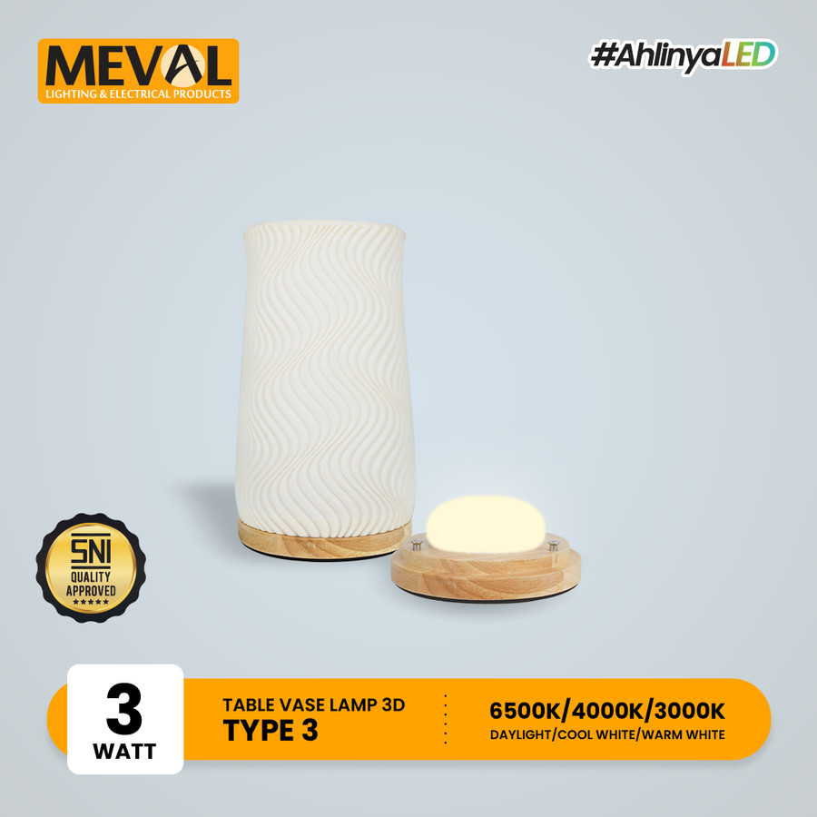 MEVAL Lampu Meja LED plus Vas Bunga Aesthetic – 3D print technology