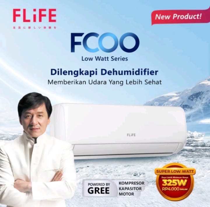 AC FLIFE BY GREE FAC-05FCOO 1/2PK 325WATT LOW WATT + PASANG DEPOK 0,5PK 05FCOO