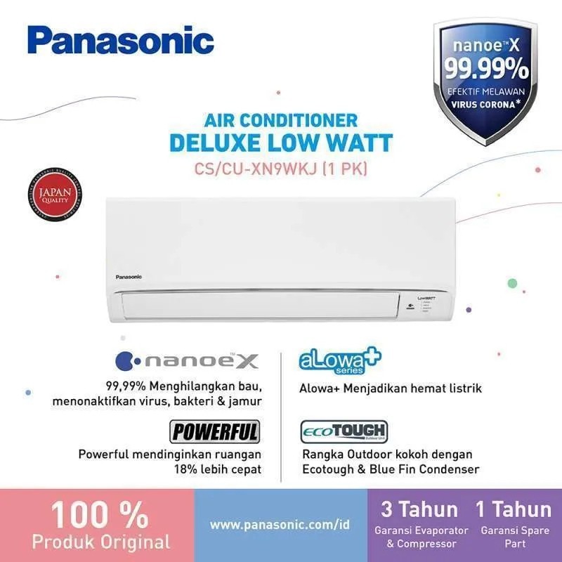 AC PANASONIC CS/CU-XN9WKJ 1PK Deluxe Si-BIRU Nanoe XN9WKJ + PASANG