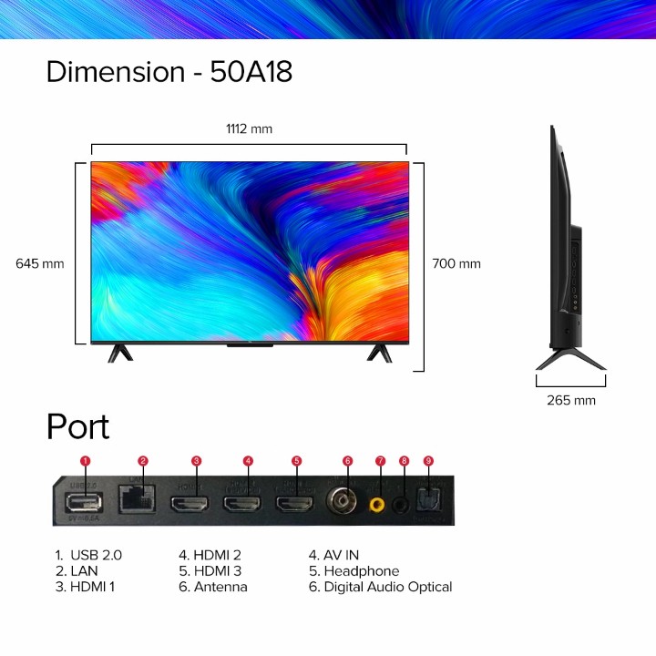 TV TCL 50A18 50 inch Google TV 4K UHD - Dolby Audio - Google Assistant