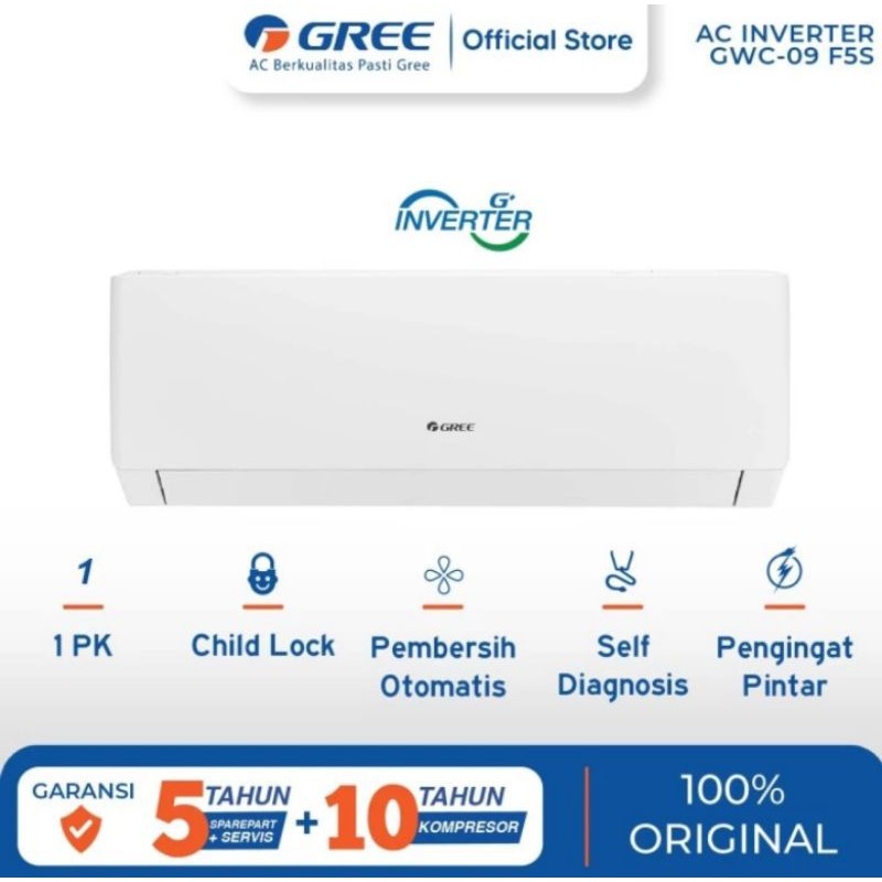 AC GREE GWC-09F5S 1PK INVERTER NEW SERIES F5S + PASANG F5S SERIES / 09