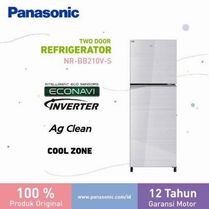 KULKAS PANASONIC NR-BB210V-S 2 PINTU INVERTER ECONAVI